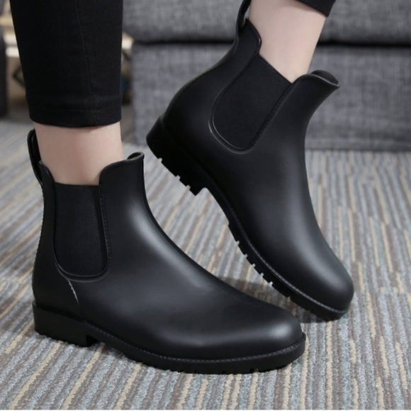 Shoes Black Ankle Rain Boots 9 Womens Pvc Blain Black Pull On Boots 9 Poshmark